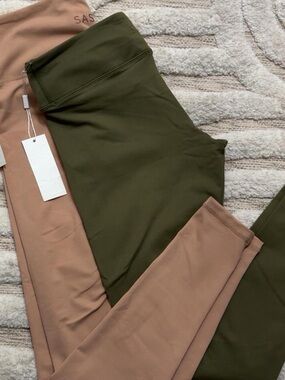 SASKI Olive & Mauve High-Waist Leggings